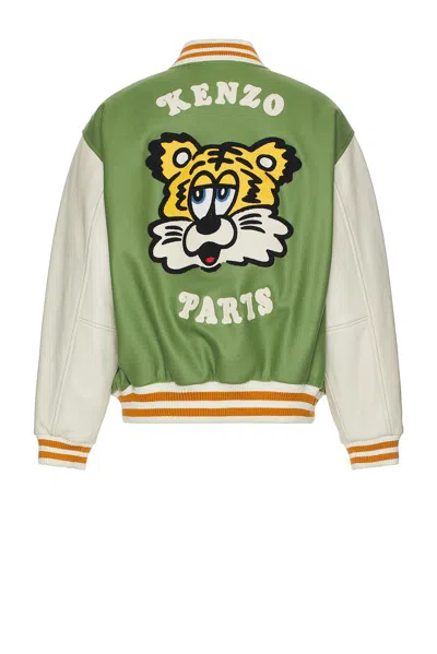 Kenzo X Verdy Collection Varsity Jacket In Pale Khaki