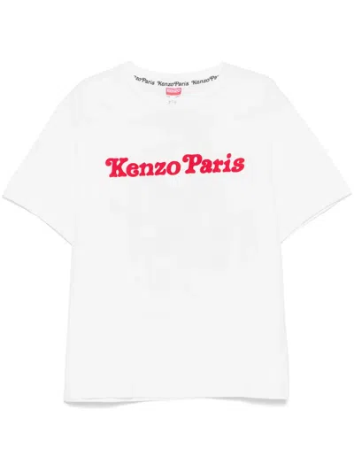 Kenzo Large Cotton Crew Neck T-shirt With Graphic Print In White