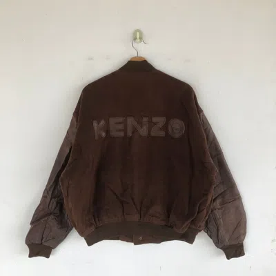 Pre-owned Kenzo X Vintage Kenzo Varsity Jackets Letterman Leather Wool Jacket In Multicolor