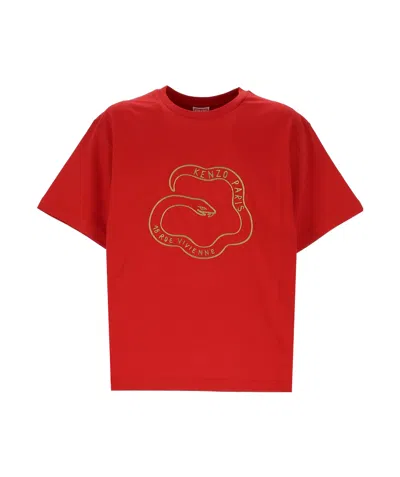 Kenzo Year Of The Snake Graphic T-shirt In Red