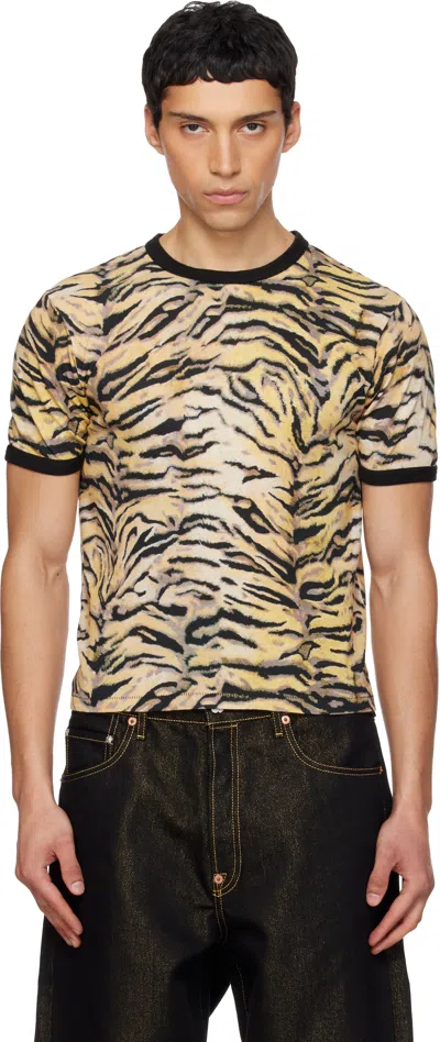 Kenzo Tiger-print T-shirt In Yellow