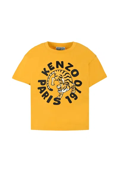 Kenzo Yellow T-shirt For Kids With Tiger