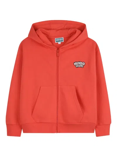 Kenzo Kids' Zip-fastening Hoodie In Orange
