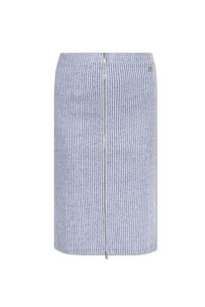 Kenzo Bicolor Rib Zipped Skirt In Grey