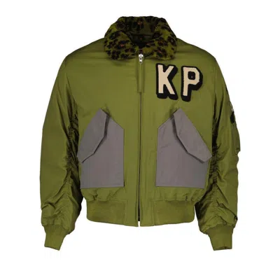 Kenzo Zip Up Bomber Jacket In Green