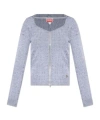 Kenzo Rib Zip-up Hoodie In Gray