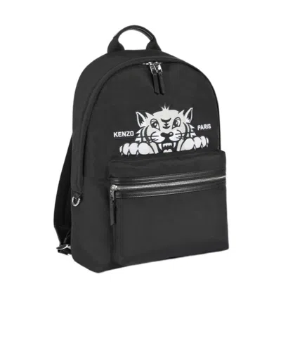 Kenzo Zippered Backpack In Black