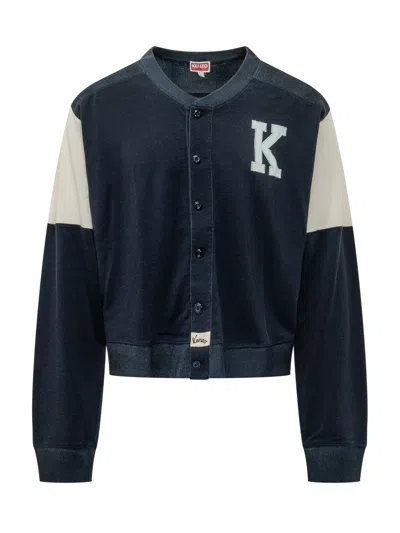 Kenzo Zip-up Sweatshirt In Blue Black