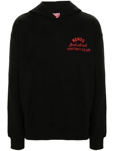 Kenzo Felpa Con Cappuccio Drawn Varsity In Black