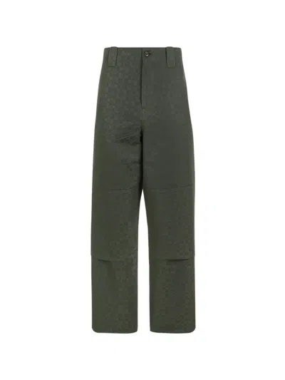 Kenzo Gram Jacquard-logo Straight-leg Trousers In Green