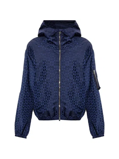 Kenzo Gram Monogram-jacquard Hooded Jacket In Blue