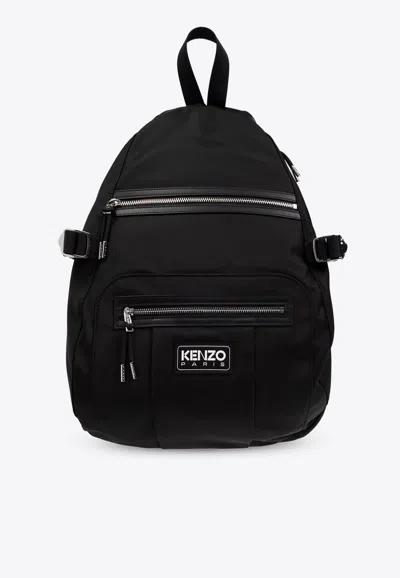 Kenzo Graphy Logo One-shoulder Backpack In Black