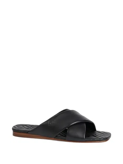 Kenzo Natsu Criss-cross Leather Sandals In Black