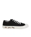 Kenzo Tiger Print Cotton Canvas Low Sneakers In Black