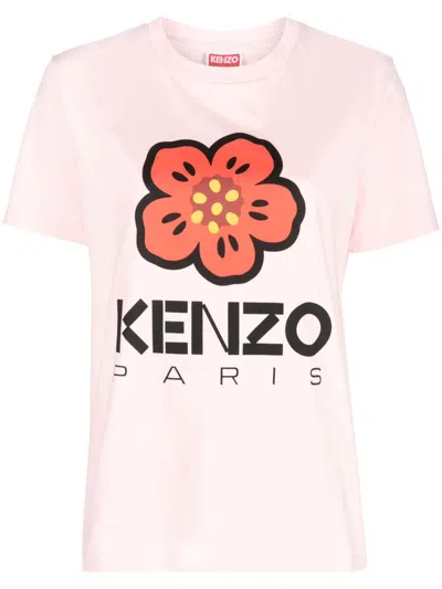 Kenzo Short-sleeve Graphic Logo T-shirt In Light Pink