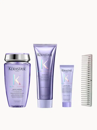Kerastase Blond Absolu Shampoo & Conditioner With Travel Size Cicaflash &  Detangler Comb