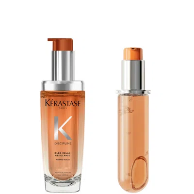 Kerastase Kérastase Discipline L'huile Oleo-relax Refillable Hair Oil 75ml And Refill Duo For Voluminous And U In Orange