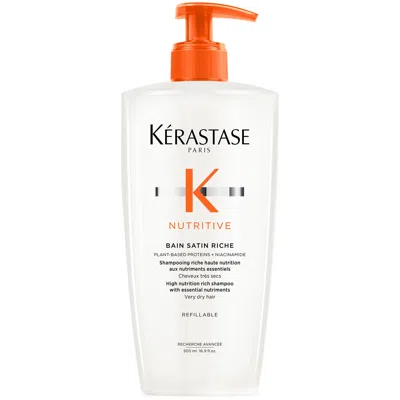 Kerastase Nutritive Bain Satin Riche Refillable Shampoo 500ml For Very Dry Hair In White