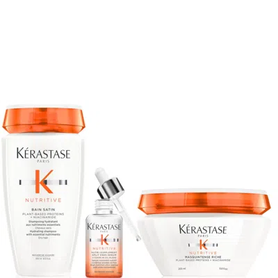 Kerastase Kérastase Nutritive Root To Tip Hydrating Heroes Nourish And Smooth Bundle For Medium-thick Very Dry In Blue