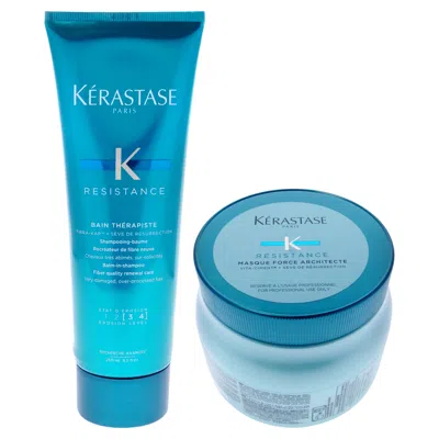 Kerastase Resistance Bain Therapiste Shampoo And Resistance Masque Force Architecte Recontructing Masque Kit B In Transparent
