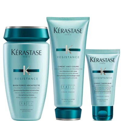 Kerastase Kérastase Resistance Strengthening Duo For Fine/medium Hair And Free Travel Size Heat Protector In White
