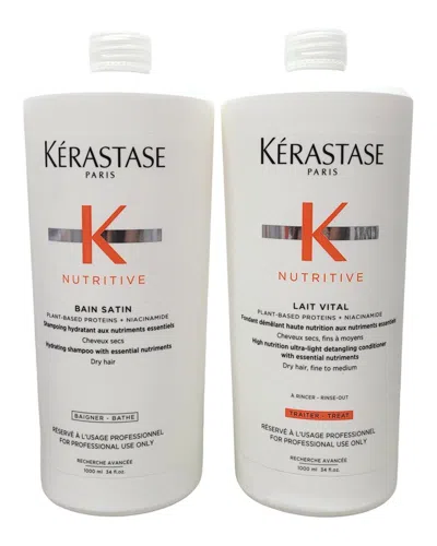 Kerastase Kérastase Unisex 2 X 34oz Liter Bain Satin Shampoo & Lait Vital Conditioner Duo