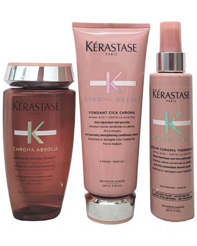 Kerastase Kérastase Unisex Bain Chroma Respect No Sulfates, Fondant Cica Chroma & Serum Chroma Thermique Trio In White