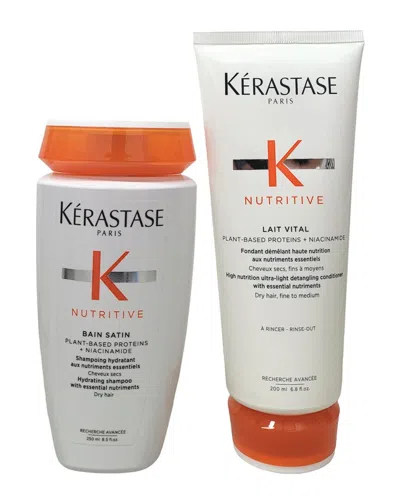 Kerastase Kérastase Unisex Nutritive Bain Satin 8.5oz & Lait Vital Duo In Transparent