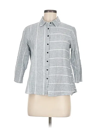 Pre-owned Keren Hart 3/4 Sleeve Button Down Shirt In Gray