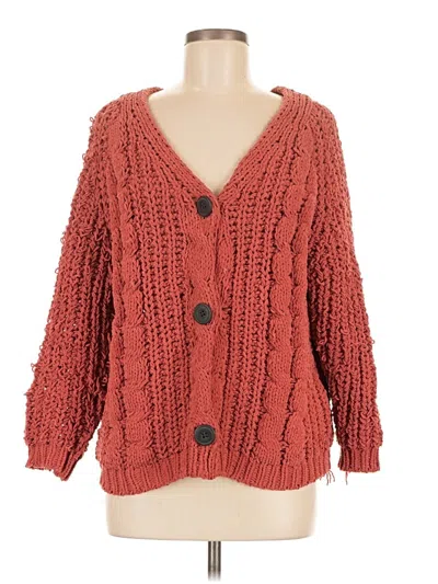 Pre-owned Keren Hart Cardigan Sweater In Red