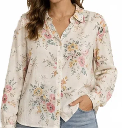 Keren Hart Floral Button Down Shirt In White Multi