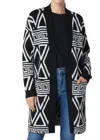 Keren Hart Geometric Open Front Cardigan In Black & Off White In Black