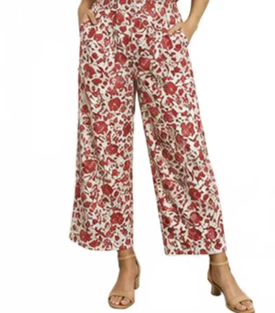 Keren Hart High Waist Ankle Length Pants In Red/white Floral Pant In Multi