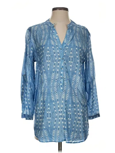 Pre-owned Keren Hart Long Sleeve Blouse In Blue