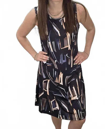 Keren Hart Printed Sleeveless Mini Dress In Black Geometric In Blue