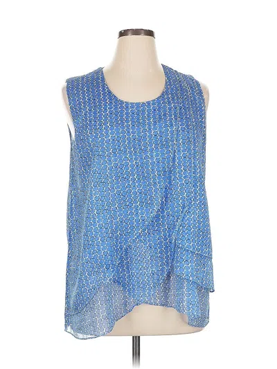 Pre-owned Keren Hart Sleeveless Top Blue Scoop Neck Tops