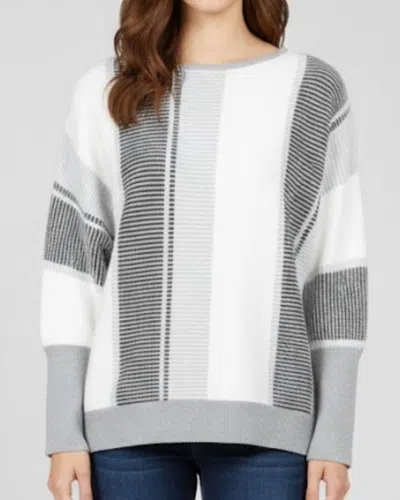 Keren Hart Vertical Striped Pullover In White/gray