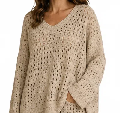 Keren Hart V-neck Knit Sweater In Camel In Neutral