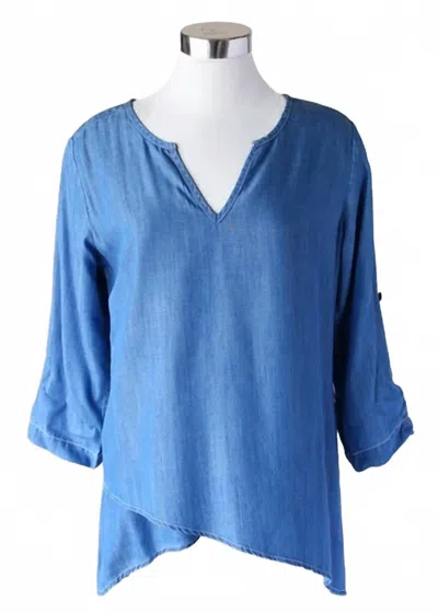 Keren Hart Women's Asymmetric Hem Shirt In Denim In Blue