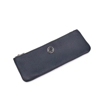 Kerikit England Women's Black Scotty Pencil Case - Navy Leather With Silver Hardware