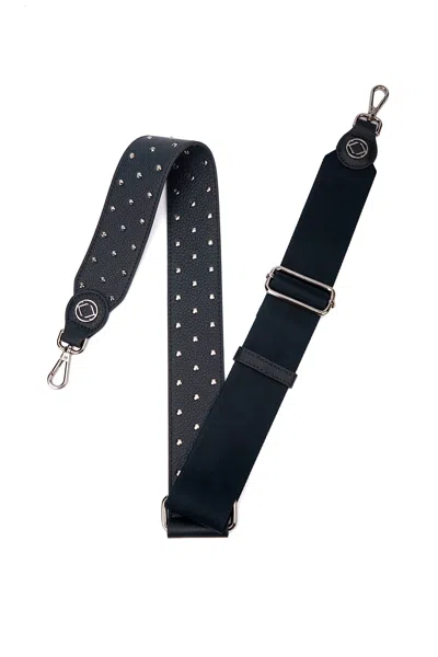 Kerikit England Women's Black Stevie Studded Navy Leather Strap With Silver Hardware