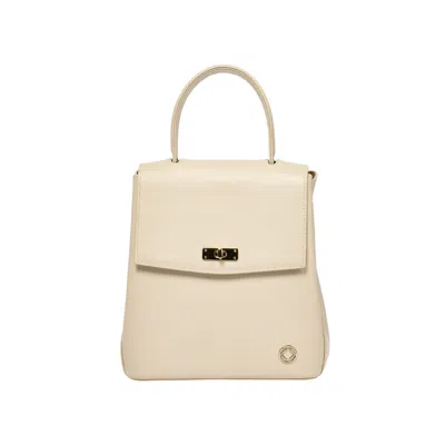 Kerikit England Women's Neutrals Florence Small Cream Leather Backpack In Black/white
