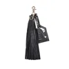 Kerikit England Women's Warrior Black Pebble Leather Tassel Keyring In Black