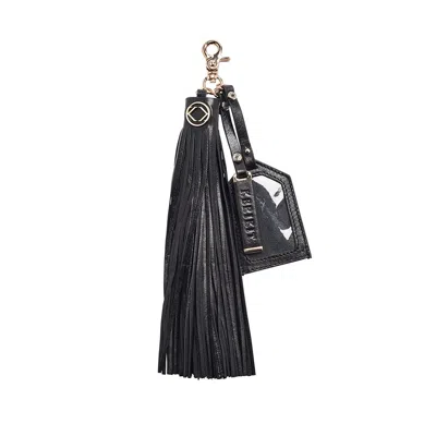 Kerikit England Women's Warrior Black Pebble Leather Tassel Keyring