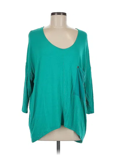 Pre-owned Kerisma 3/4 Sleeve Top Teal Scoop Neck Tops In Blue