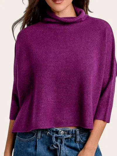 Kerisma Aja London Boxy Turtleneck Criss Cross Stitch Sweater In Purple