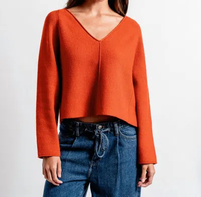Kerisma Asima V-neck Sweater Top In Dark Coral In Orange