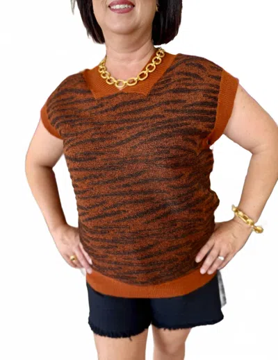 Kerisma Bozoma Sweater Vest In Camel/ Black In Multi