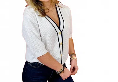 Kerisma Deuce Cardigan In White/ Navy In Multi