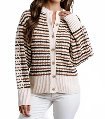Kerisma Libby Cardigan In Beige Stripe In White